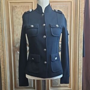 Tory Burch Black Wool Shrunken Sgt. Pepper Utility Jacket